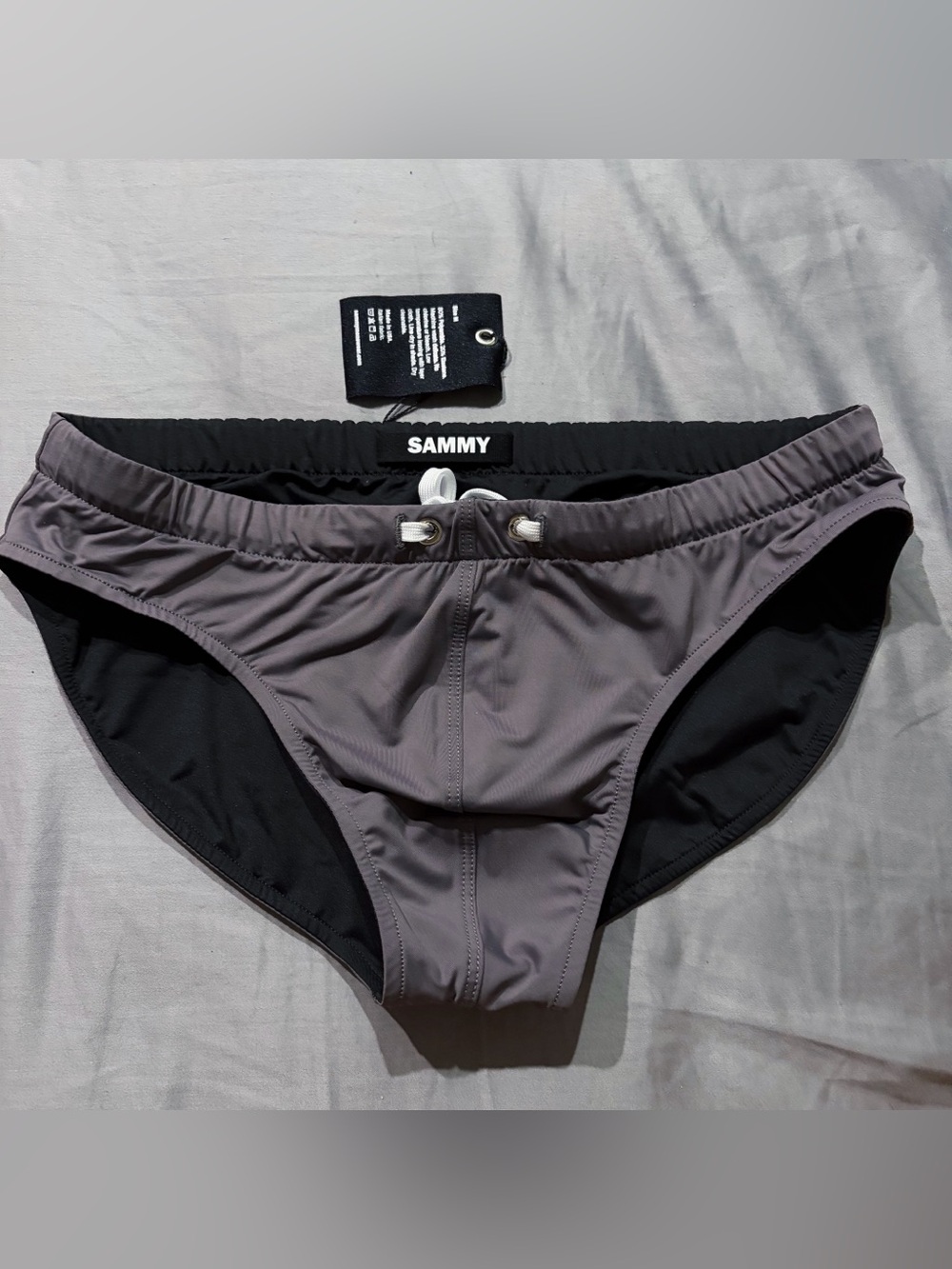 Size medium reversible gray and black Sammy menswear swim brief speedo swimwear
